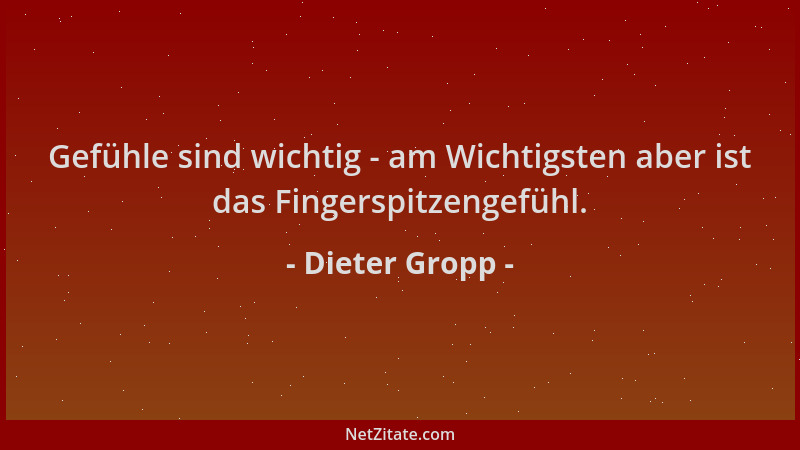 Dieter Gropp - Gefühle sind wichtig - am Wichtigsten aber ist das Fingerspitzengefühl....