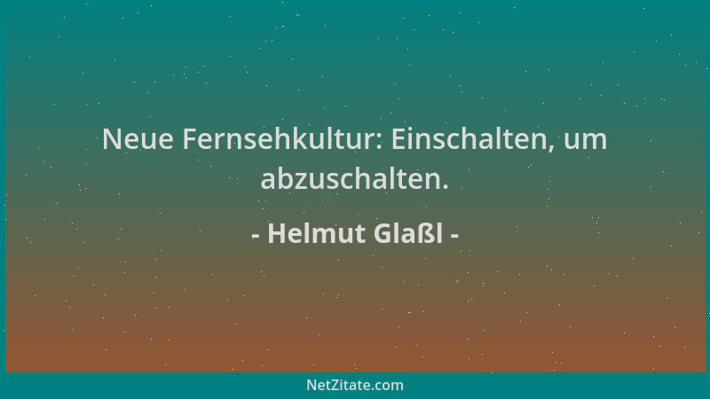 Helmut Glaßl - Neue Fernsehkultur: Einschalten, um abzuschalten....