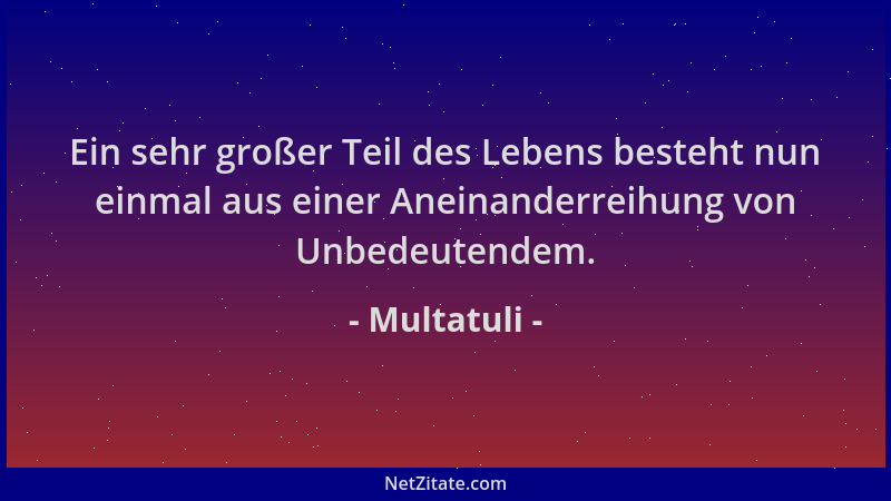 Multatuli - Ein sehr großer Teil des Lebens besteht nun einmal aus einer Aneinanderreihung von Unbedeutendem....