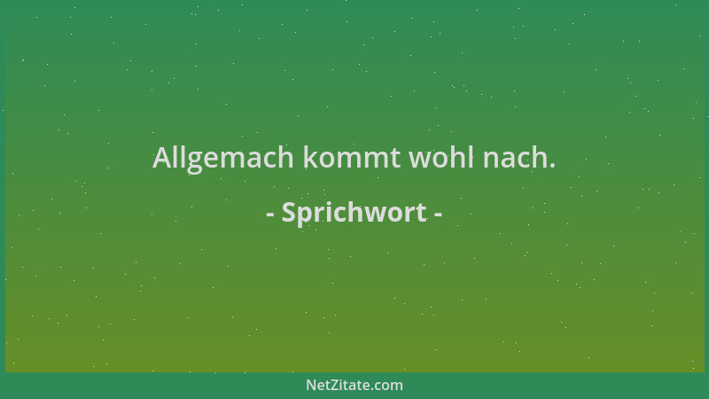 Sprichwort - Allgemach kommt wohl nach....