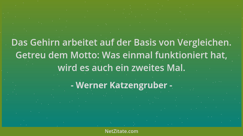 Werner Katzengruber - Das Gehirn arbeitet auf der Basis von Vergleichen. Getreu dem Motto: Was einmal funktioniert hat, wir...