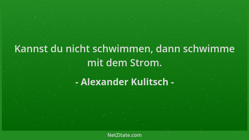 Alexander Kulitsch - Kannst du nicht schwimmen, dann schwimme mit dem Strom....