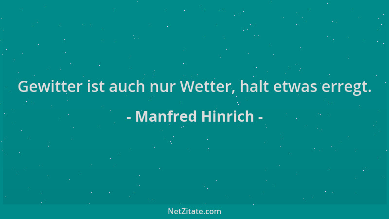 Manfred Hinrich - Gewitter ist auch nur Wetter, halt etwas erregt....