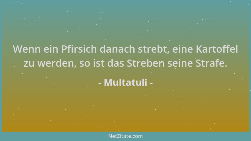 Multatuli - Wenn ein Pfirsich danach strebt, eine Kartoffel zu werden, so ist das Streben seine Strafe....