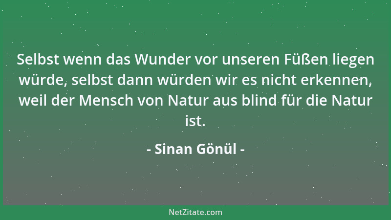 Sinan Gönül - Selbst wenn das Wunder vor unseren Füßen liegen würde, selbst dann würden wir es nicht erkennen, weil der Men...