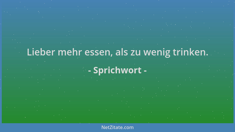 Sprichwort - Lieber mehr essen, als zu wenig trinken....