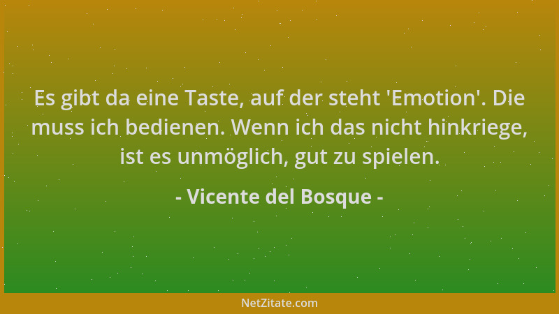 Vicente del Bosque - Es gibt da eine Taste, auf der steht 'Emotion '. Die muss ich bedienen. Wenn ich das nicht hinkriege, i...