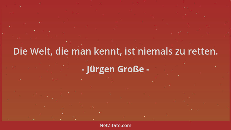 Jürgen Große - Die Welt, die man kennt, ist niemals zu retten....