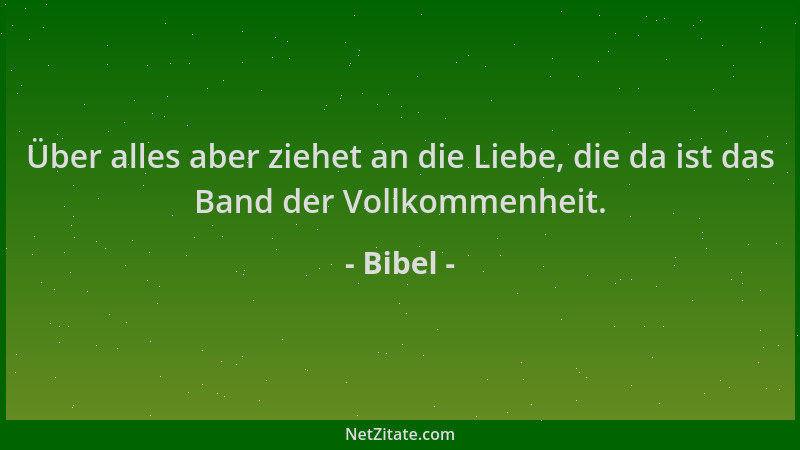 Bibel - Über alles aber ziehet an die Liebe, die da ist das Band der Vollkommenheit....