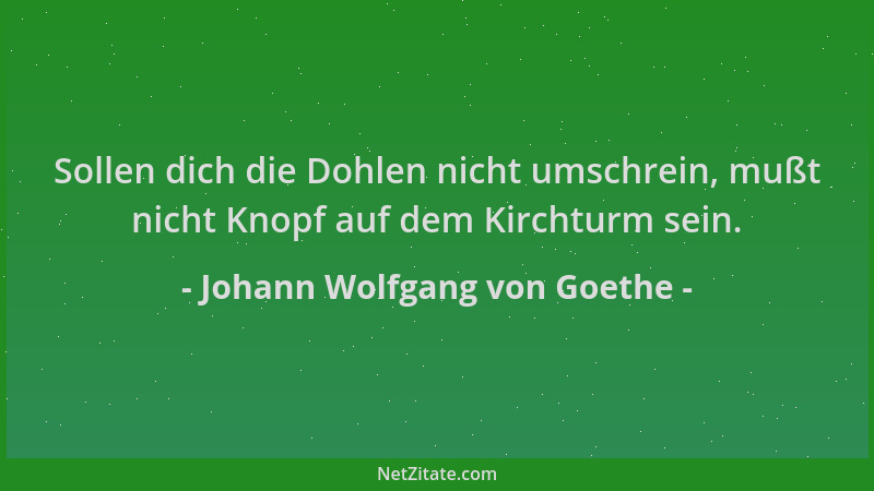 Johann Wolfgang von Goethe - Sollen dich die Dohlen nicht umschrein, mußt nicht Knopf auf dem Kirchturm sein....