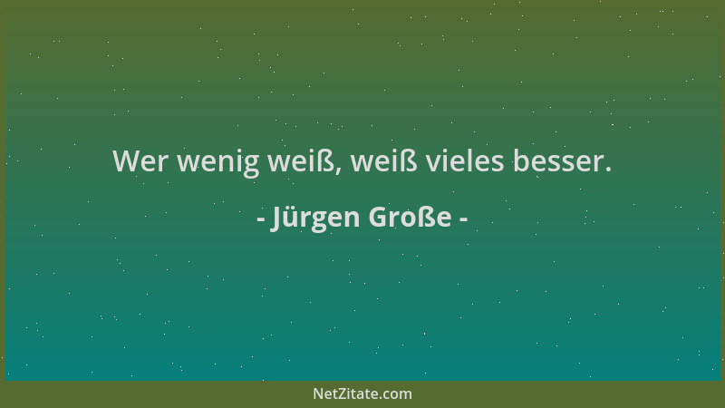 Jürgen Große - Wer wenig weiß, weiß vieles besser....