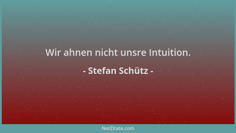Stefan Schütz - Wir ahnen nicht unsre Intuition....