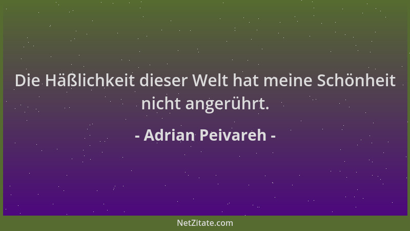 Adrian Peivareh - Die Häßlichkeit dieser Welt hat meine Schönheit nicht angerührt....
