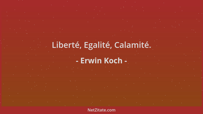 Erwin Koch - Liberté, Egalité, Calamité....