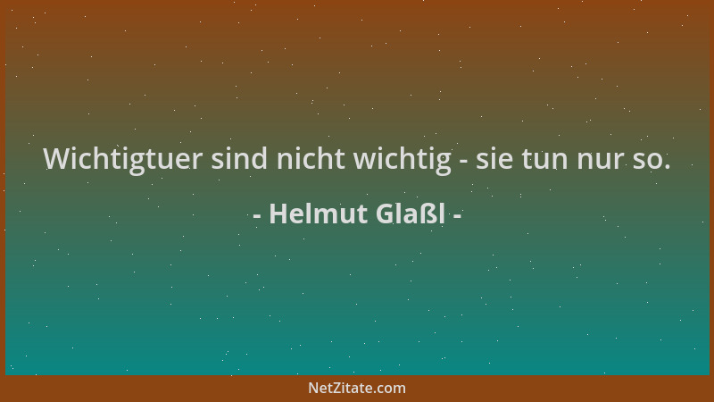 Helmut Glaßl - Wichtigtuer sind nicht wichtig - sie tun nur so....