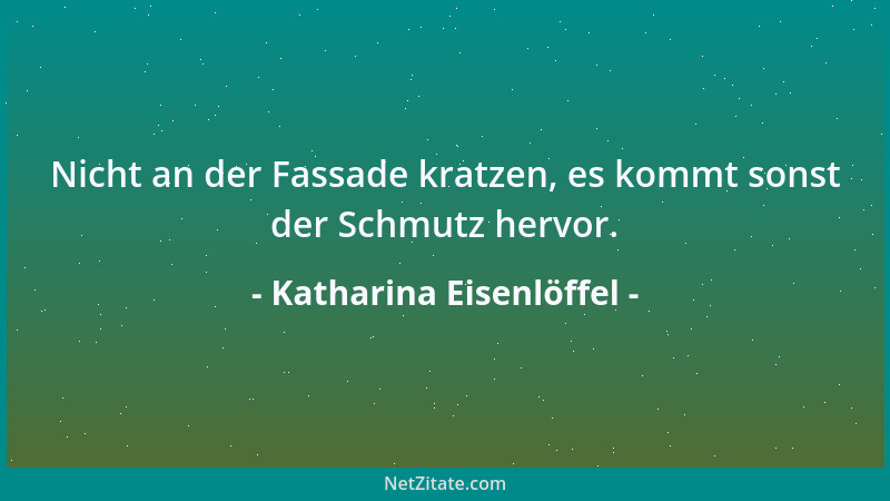 Katharina Eisenlöffel - Nicht an der Fassade kratzen, es kommt sonst der Schmutz hervor....