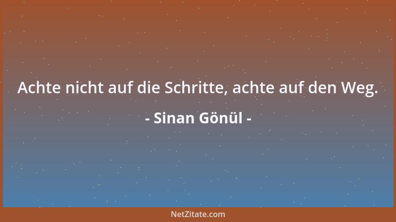 Sinan Gönül - Achte nicht auf die Schritte, achte auf den Weg....