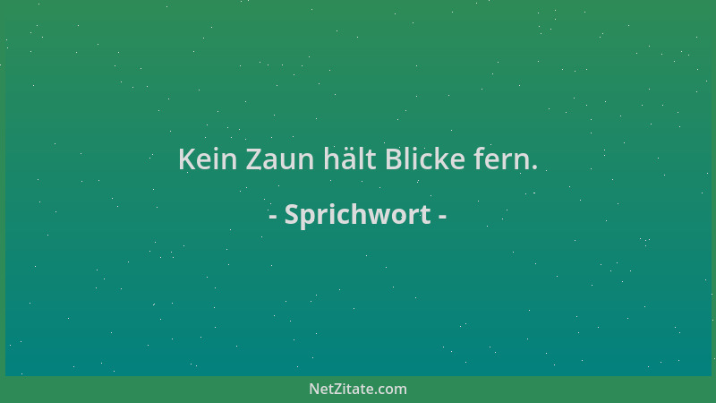 Sprichwort - Kein Zaun hält Blicke fern....