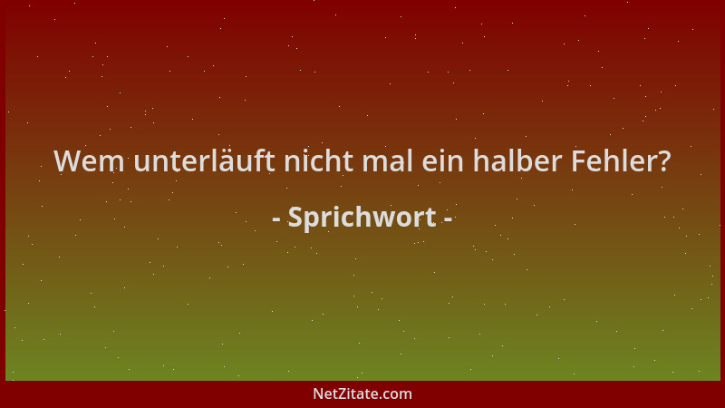 Sprichwort - Wem unterläuft nicht mal ein halber Fehler?...