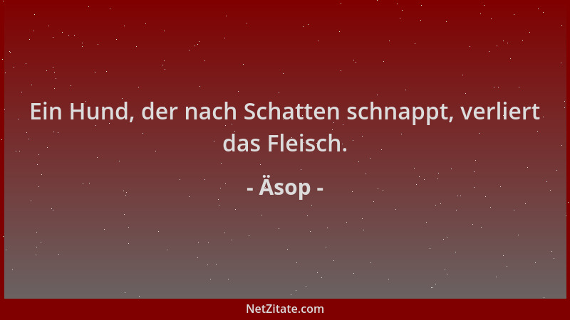 Äsop - Ein Hund, der nach Schatten schnappt, verliert das Fleisch....