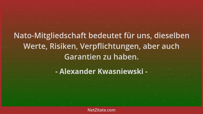 Alexander Kwasniewski - Nato-Mitgliedschaft bedeutet für uns, dieselben Werte, Risiken, Verpflichtungen, aber auch Garantie...