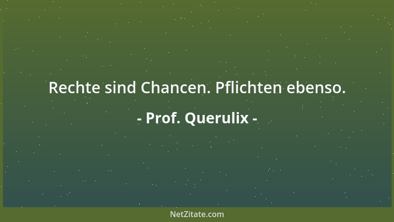 Prof. Querulix - Rechte sind Chancen. Pflichten ebenso....