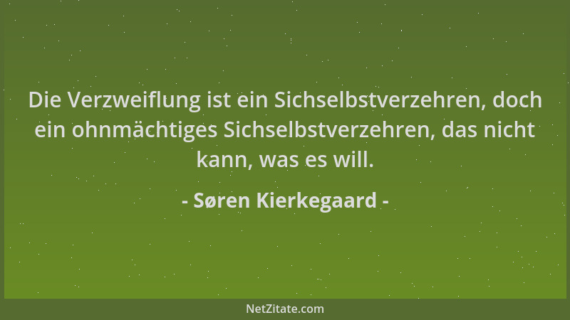 Søren Kierkegaard - Die Verzweiflung ist ein Sichselbstverzehren, doch ein ohnmächtiges Sichselbstverzehren, das nicht kann...