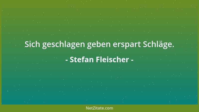 Stefan Fleischer - Sich geschlagen geben erspart Schläge....
