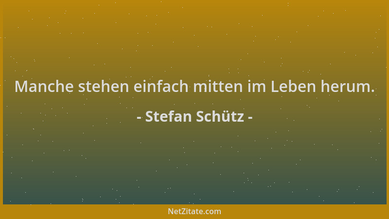 Stefan Schütz - Manche stehen einfach mitten im Leben herum....