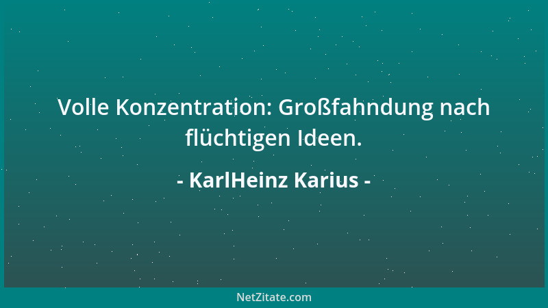 KarlHeinz Karius - Volle Konzentration: Großfahndung nach flüchtigen Ideen....