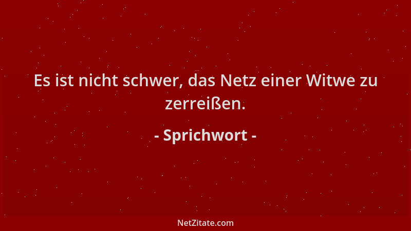 Sprichwort - Es ist nicht schwer, das Netz einer Witwe zu zerreißen....