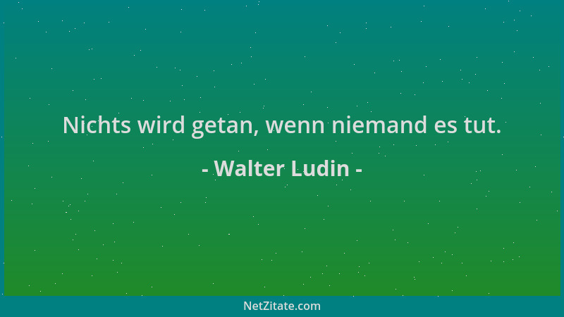 Walter Ludin - Nichts wird getan, wenn niemand es tut....