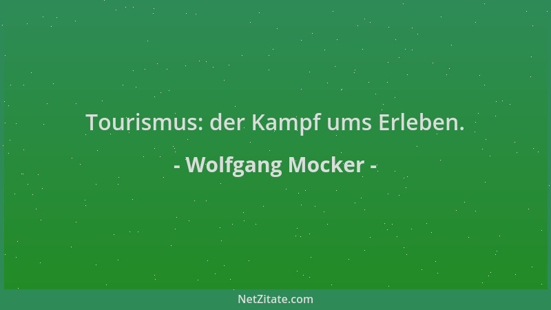 Wolfgang Mocker - Tourismus: der Kampf ums Erleben....
