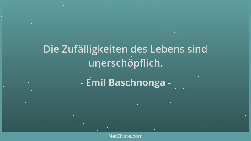 Emil Baschnonga - Die Zufälligkeiten des Lebens sind unerschöpflich....
