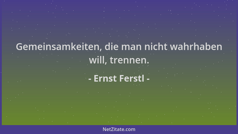 Ernst Ferstl - Gemeinsamkeiten, die man nicht wahrhaben will, trennen....