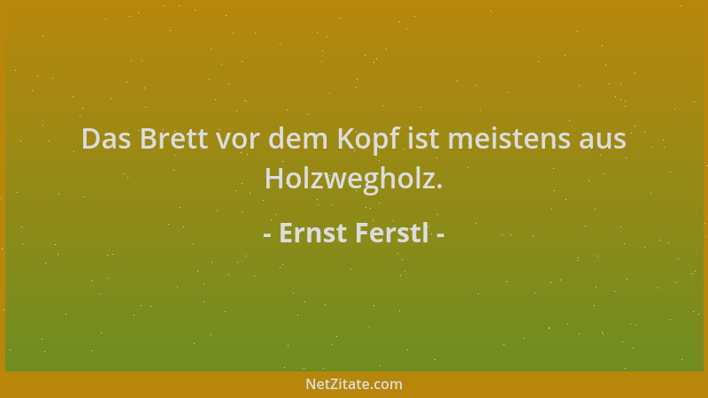 Ernst Ferstl - Das Brett vor dem Kopf ist meistens aus Holzwegholz....