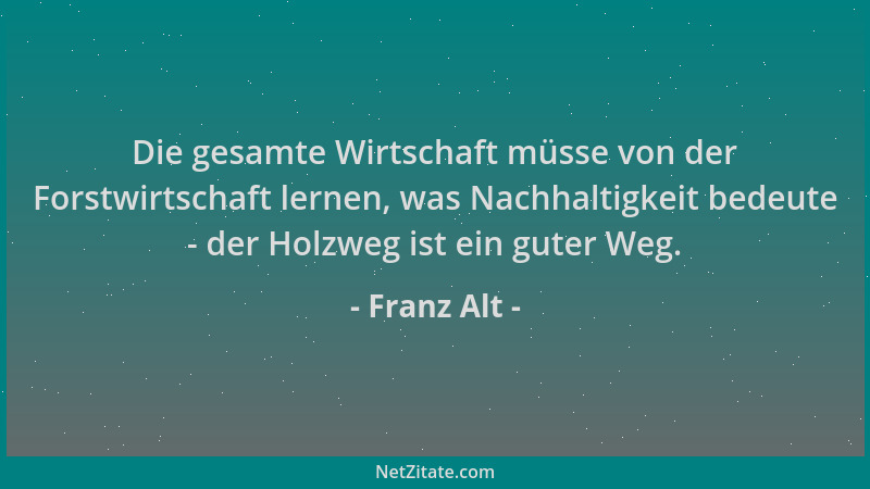 Franz Alt - Die gesamte Wirtschaft müsse von der Forstwirtschaft lernen, was Nachhaltigkeit bedeute - der Holzweg ist ein g...