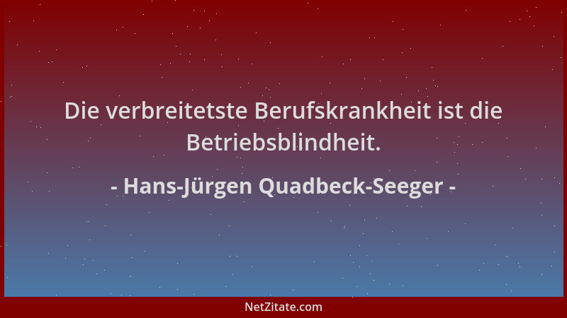 Hans-Jürgen Quadbeck-Seeger - Die verbreitetste Berufskrankheit ist die Betriebsblindheit....