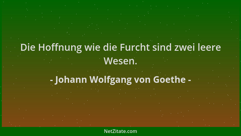 Johann Wolfgang von Goethe - Die Hoffnung wie die Furcht sind zwei leere Wesen....