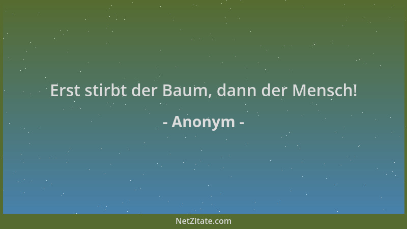 Anonym - Erst stirbt der Baum, dann der Mensch!...