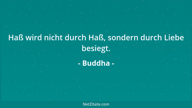 Buddha - Haß wird nicht durch Haß, sondern durch Liebe besiegt....