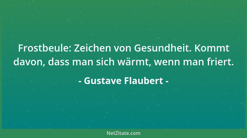Gustave Flaubert - Frostbeule: Zeichen von Gesundheit. Kommt davon, dass man sich wärmt, wenn man friert....