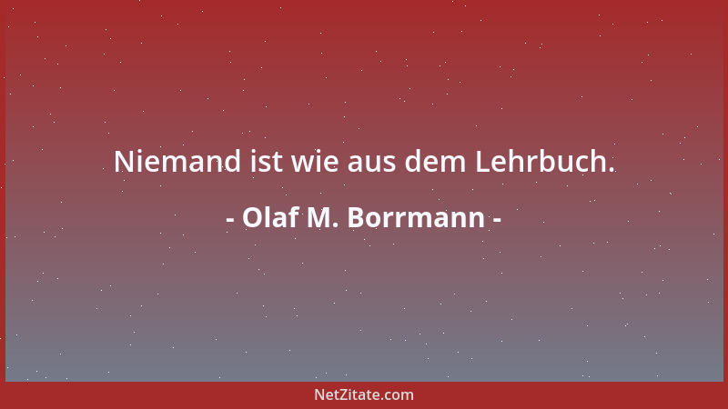 Olaf M. Borrmann - Niemand ist wie aus dem Lehrbuch....