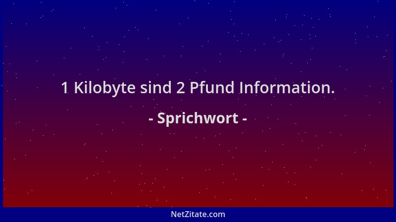 Sprichwort - 1 Kilobyte sind 2 Pfund Information....