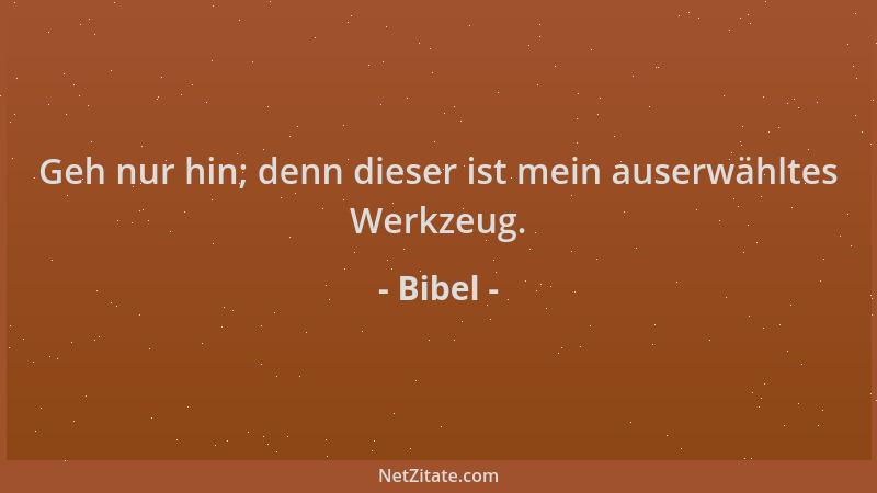 Bibel - Geh nur hin; denn dieser ist mein auserwähltes Werkzeug....