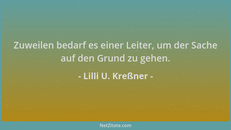 Lilli U. Kreßner - Zuweilen bedarf es einer Leiter, um der Sache auf den Grund zu gehen....