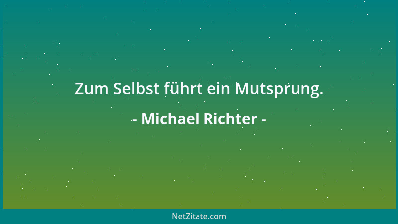 Michael Richter - Zum Selbst führt ein Mutsprung....