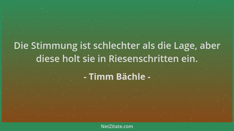Timm Bächle - Die Stimmung ist schlechter als die Lage, aber diese holt sie in Riesenschritten ein....