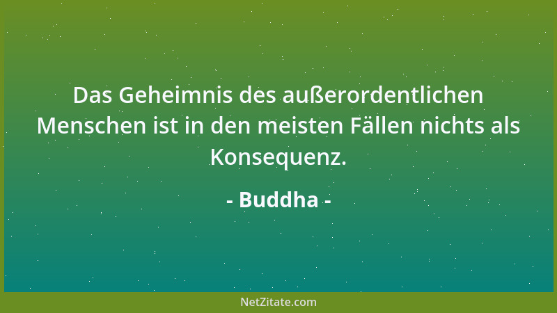 Buddha - Das Geheimnis des außerordentlichen Menschen ist in den meisten Fällen nichts als Konsequenz....