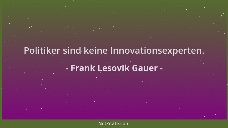 Frank Lesovik Gauer - Politiker sind keine Innovationsexperten....